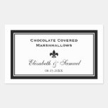 Double border fleur de lis wedding reception candy rectangular sticker