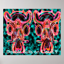 Double Bulls on Cloud 9 - Party Poster