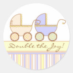 Double Carriage Twin Girl and Boy Sticker