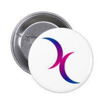 Double Crescent Moon Bisexual Pride Symbol Pinback Buttons