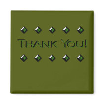 Double Diamond Thank You Magnet  ~ emerald magnets