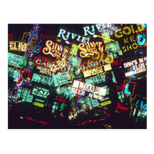 Double exposure, casino signs, Las Vegas, Post Card