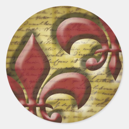 Double Fleur de Lis Round Stickers