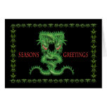 Double Green Dragon Christmas card