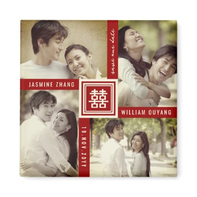 Double Happiness Chinese Wedding Save Date Magnet by fat_fa_tin