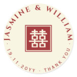 Double Happiness Chinese Wedding Thank You Sticker