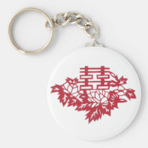 Double happiness Flowers Keychains