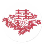 Double happiness Flowers Round Stickers