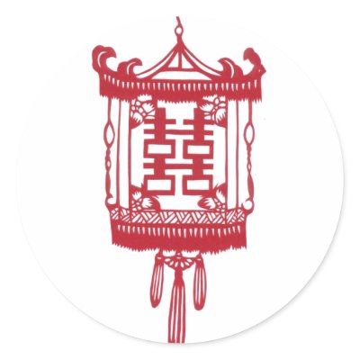 Double happiness Lantern Stickers by christigmc
