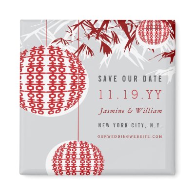 Double Happiness Lanterns Save The Date Magnet by fatfatin_red_knot
