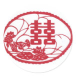 Double happiness Tree Ducks Round Sticker