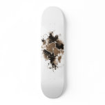 Double Hearts & Flowers - Sepia Brown skateboards
