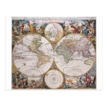 Double Hemisphere Polar Map Postcard