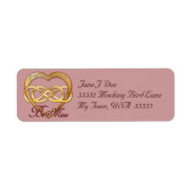 Double Infinity Gold Heart 2 - Address Label