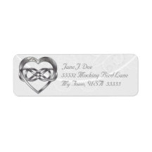 Double Infinity Silver Heart 3 - Address Label