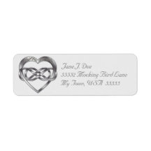 Double Infinity Silver Heart 4 - Address Label