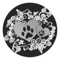 Double Paw Pet Love Hearts - Grey B&W