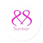 Double Pink Ribbon Cancer Heart Survivor Sticker