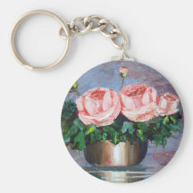 Double Pink Rose Key Chains