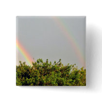 Double Rainbow Photo with sky and trees Pinback Button