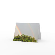 Double Rainbow Photo with sky and trees Greeting Cards