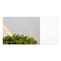 Double Rainbow Photo with sky and trees Personalized Photo Card