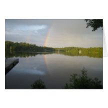Double rainbows over Clear Lake Greeting Card