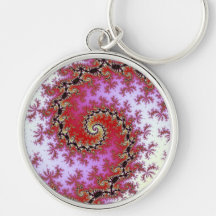 Double Red Spiral Fractal Design Key Chains