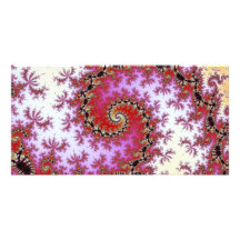 Double Red Spiral Fractal Design Customized Photo Card