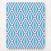 Double Retro Diamond Pattern (Blue) Mouse Pads