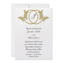 Double Ring Butterfly Monogram Invitation