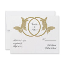 Double Ring Butterfly Monogram Response Card