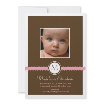 Double Sided Monogram Ribbon Birth Announcement by berryberrysweet