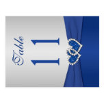 Double-sided Royal Blue and Silver Table Number Post Cards