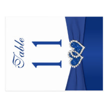 Double-sided Royal Blue and White Table Number Post Card