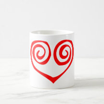 Double Spiral Red Heart Coffee Mug