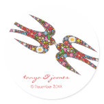 Double Swallows Spring Flowers Save Date Sticker