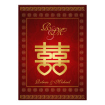Doubles invitations chinois de mariage de bonheur invitations