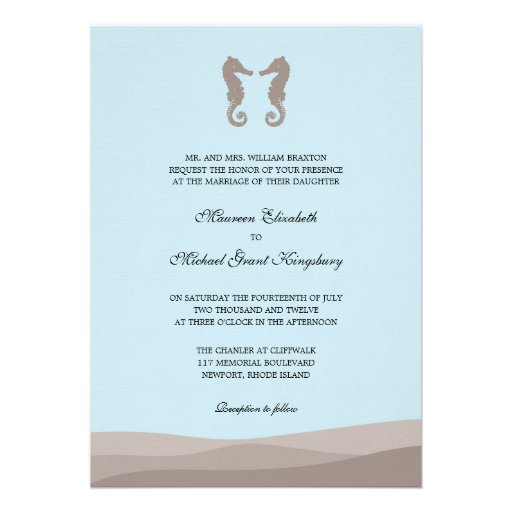 Doubles invitations de mariage d'hippocampe d'océa