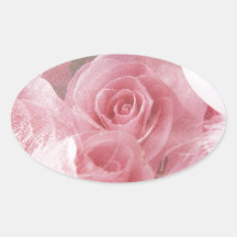 Doucement rose de rose autocollant ovale