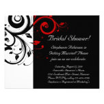 Douche de remous noir, blanc, rouge/général nuptia invitations personnalisées