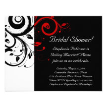 Douche de remous noir, blanc, rouge/général nuptia invitations personnalisées