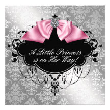 Douche noire rose argentée de princesse bébé bristol personnalisé