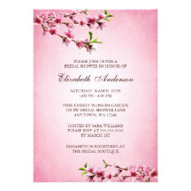 Douche nuptiale bronzage vintage de fleurs de ceri cartons d'invitation
