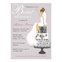 Douche nuptiale contemporaine de jeune mariée mode invitations