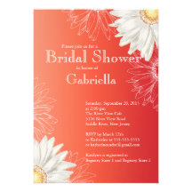 Douche nuptiale de marguerite rouge florale modern invitation