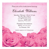 Douche nuptiale de rose vintage de rose invitations