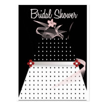Douche nuptiale noire et blanche de point de polka carte postale
