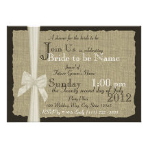 Douche nuptiale rustique d'arc et de toile de jute invitations personnalisées