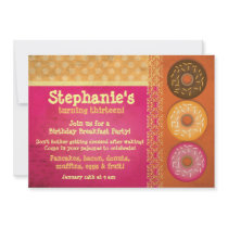 Doughnut Breakfast Birthday Party Invitations